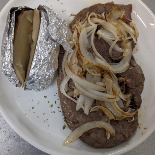 Grilled Beef Liver Onions Dinner.