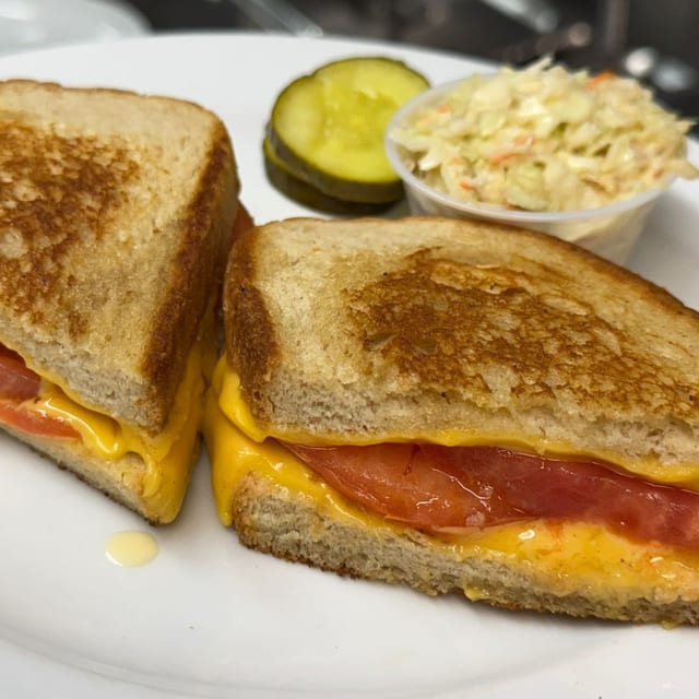 Grilled Cheddar with Tomato Sandwich.